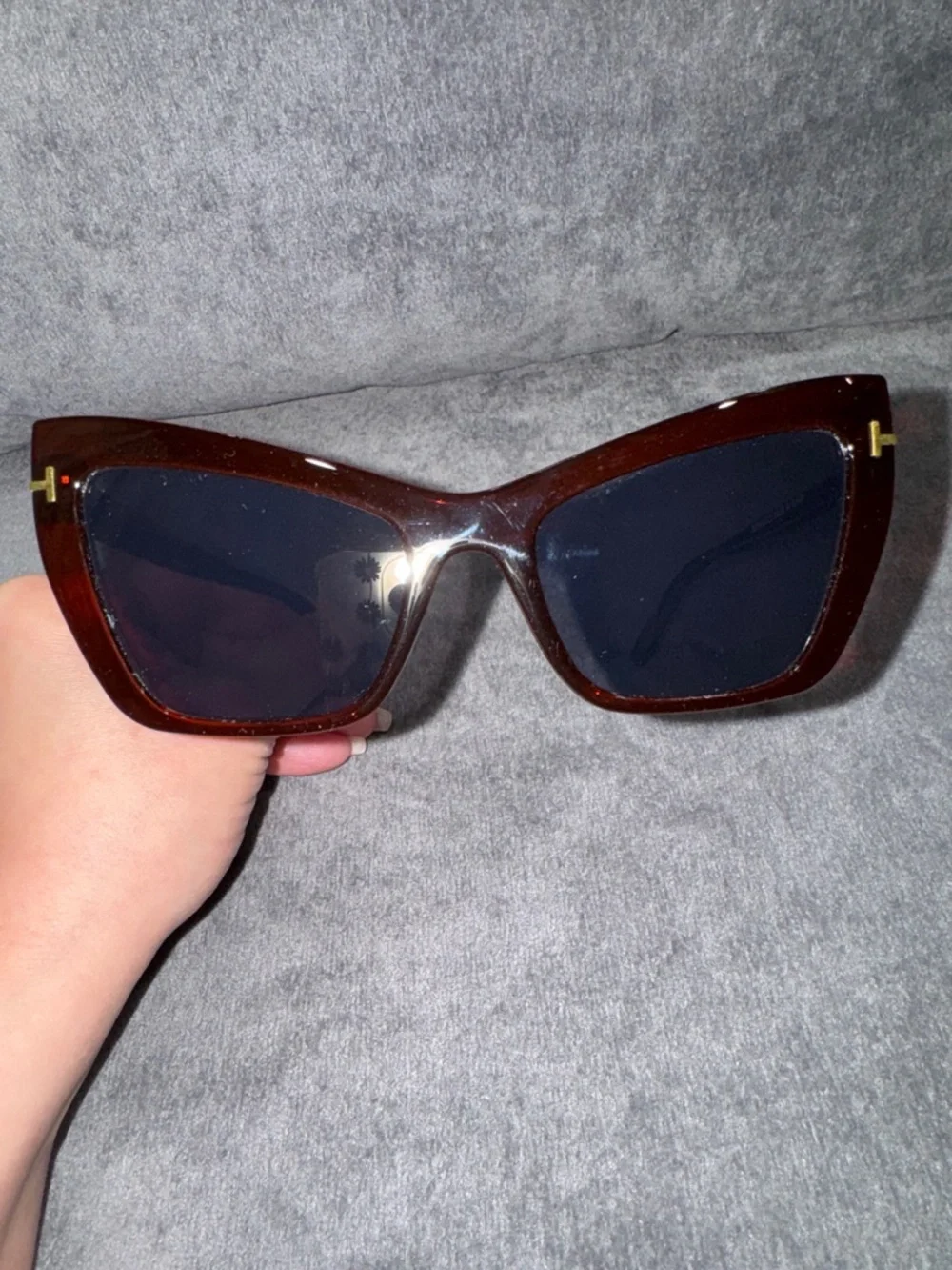 Brown Cat Eye Sunglasses with Gold Accents – New
